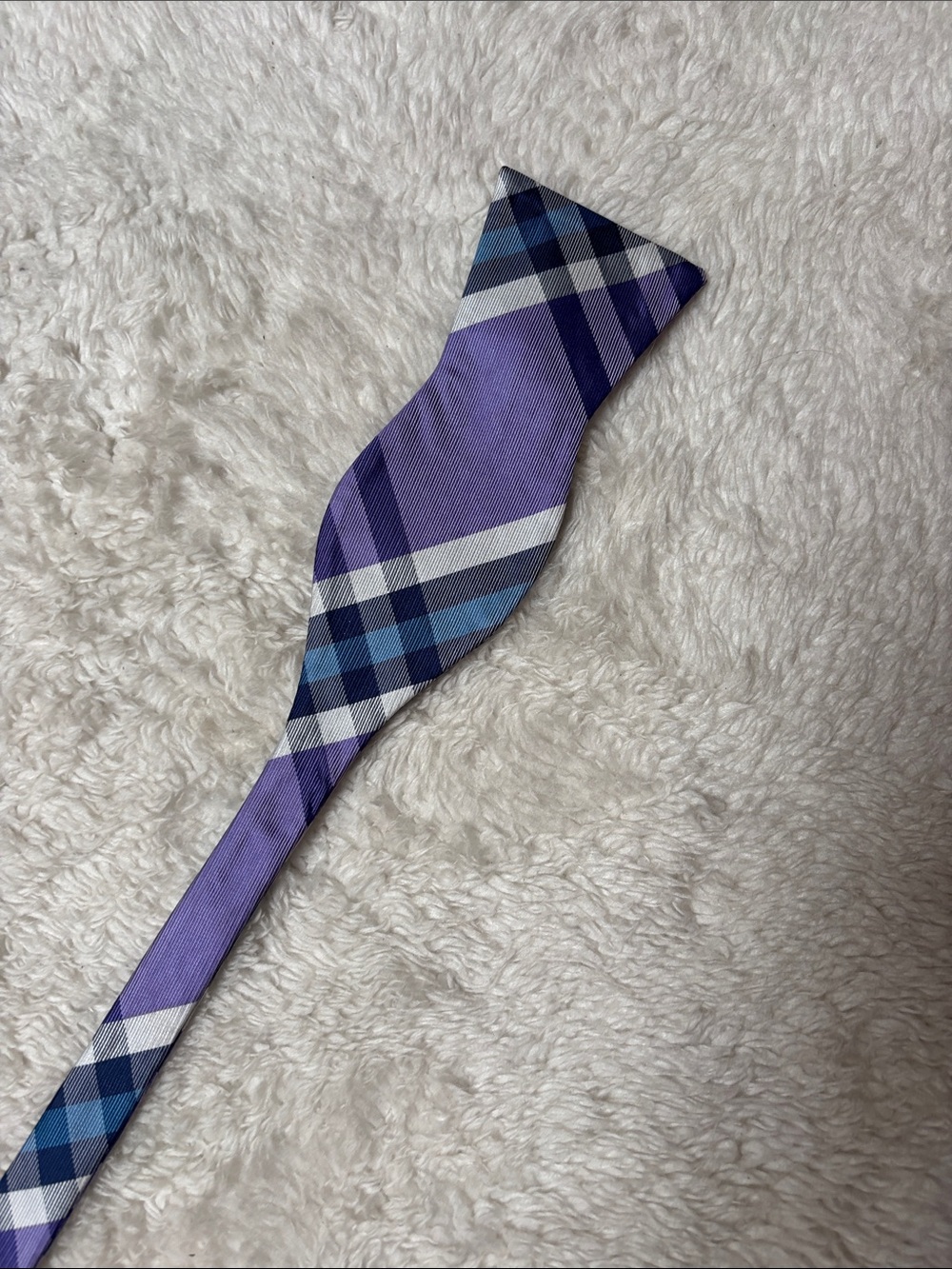 Izod Lavender Plaid Self-Tie Bow Tie with Navy and Light Blue Accents